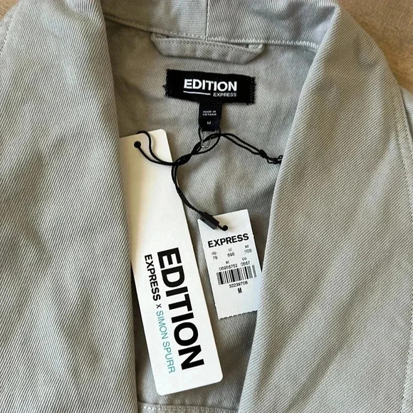 NWT Express x Simon Spurr Oversized Stone Denim Jacket Women’s Sz M - Picture 7 of 12